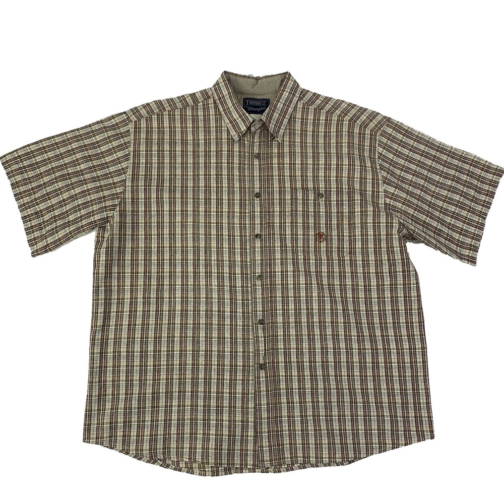 Twenty X Wrangler Men's Size 2XL Beige Multicolor Short Sleeve Western Shirt